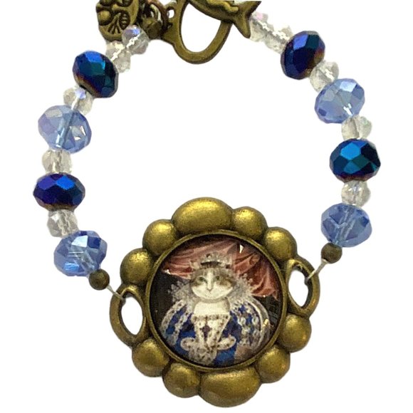 Regal Queen of Cats Cabochon Beaded Bracelet NEW - Picture 5 of 16